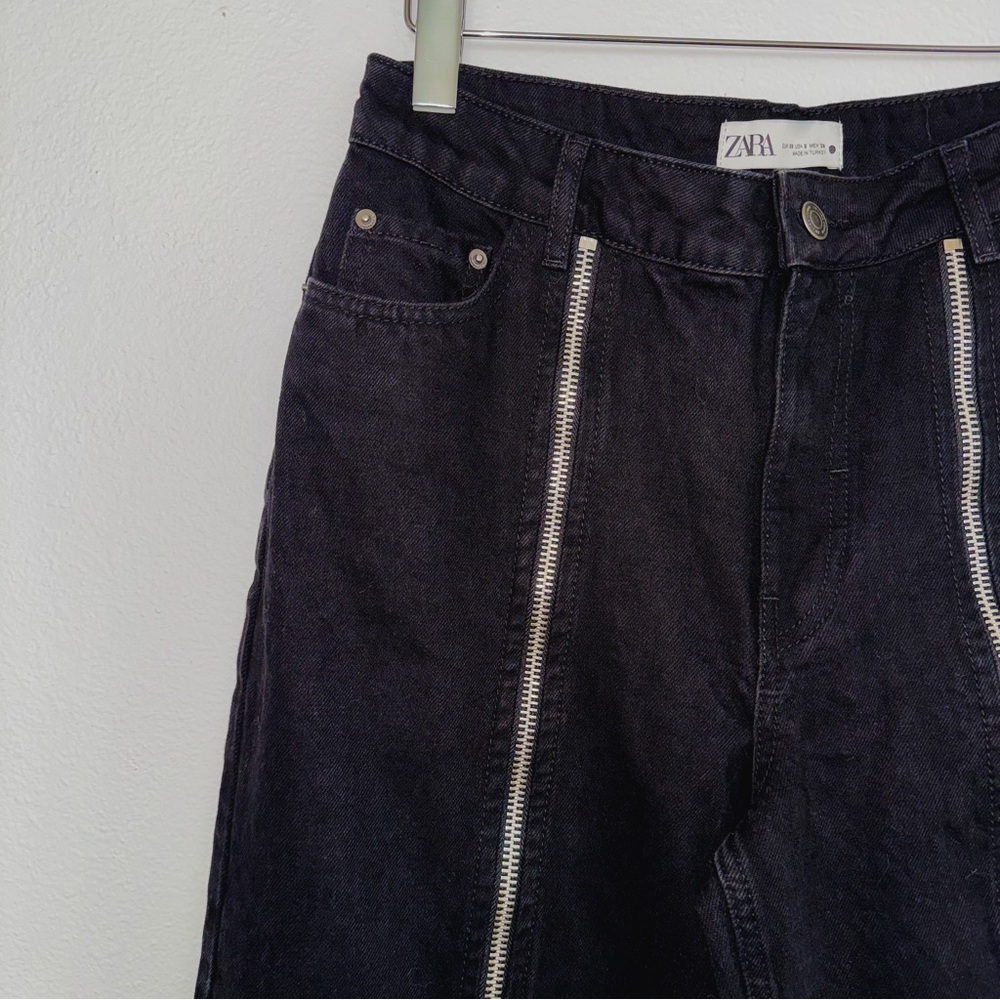 ZARA WOMAN SS23 BLACK ZW THE FULL LENGTH JEANS WITH ZIPPERS - Picture 5 of 6